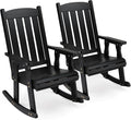 VINGLI Outdoor Rocking Chair Set of 2, Heavy Duty 600 LBS Wooden Rocking Chair with Comfortable Backrest, Weatherproof Rocker with Ergonomic Design, Suit for Patio, Garden, Yard, Black by VINGLI