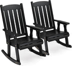 VINGLI Outdoor Rocking Chair Set of 2, Heavy Duty 600 LBS Wooden Rocking Chair with Comfortable Backrest, Weatherproof Rocker with Ergonomic Design, Suit for Patio, Garden, Yard, Black by VINGLI
