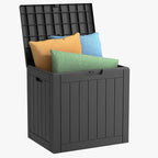 EasyUp 35 Gallon Resin Deck Box Waterproof, UV Resistant Outdoor Storage Box for Delivery, Patio, Garden,and Porch,Striped Black by EASYUP