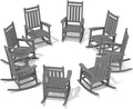 SERWALL HDPE Outdoor Rocking Chair Set of 8, Patio Rocking Chairs for Adults, All Weather Outdoor Rockers for Lawn, Grey by SERWALL