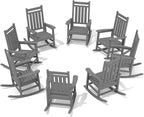 SERWALL HDPE Outdoor Rocking Chair Set of 8, Patio Rocking Chairs for Adults, All Weather Outdoor Rockers for Lawn, Grey by SERWALL