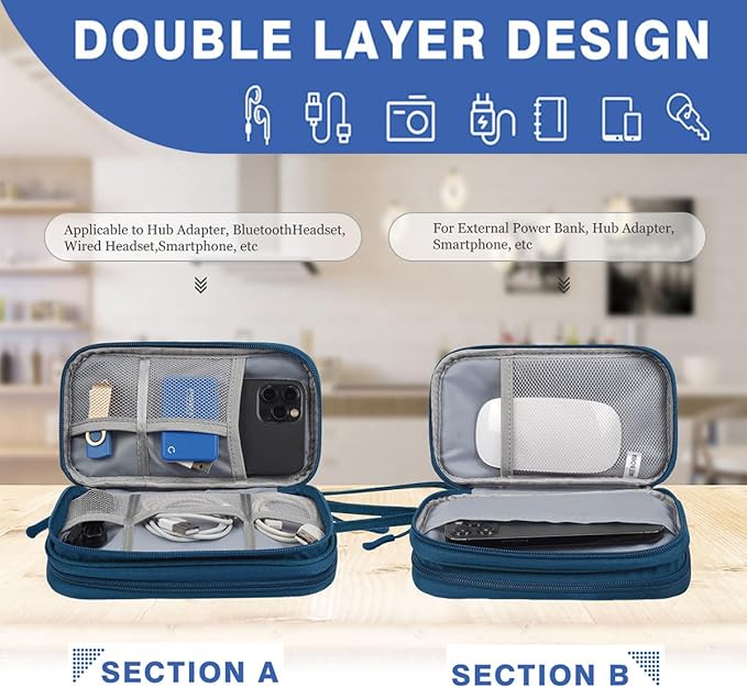 Electronics Organizer Pouch, Travel Cable Organizer Bag Waterproof Portable - Image 3