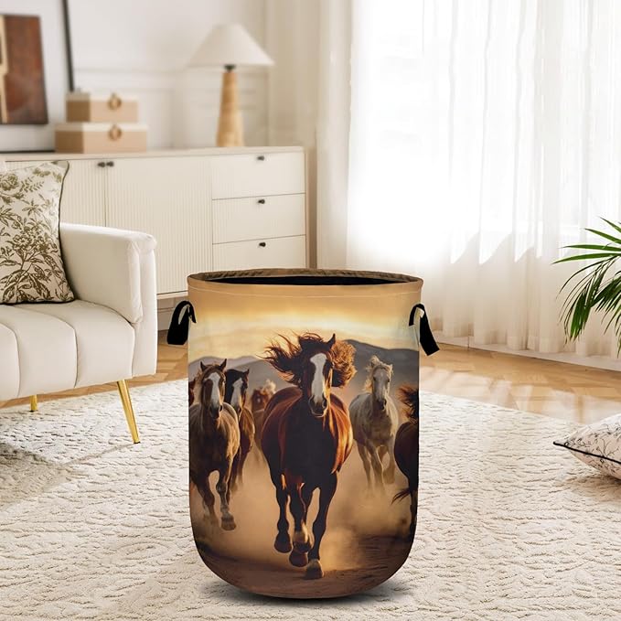Running Horse Laundry Basket, Laundry Hamper Collapsible Oxford Cloth - Image 6