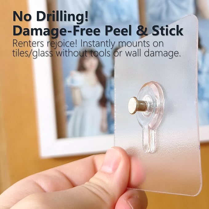 20 Pcs Heavy Duty Adhesive Picture Hooks – 33 lbs Load No-Nail Wall Hangers - Image 4