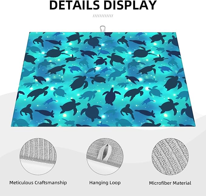 Sea Turtles Blue Dish Drying Mat - Image 3