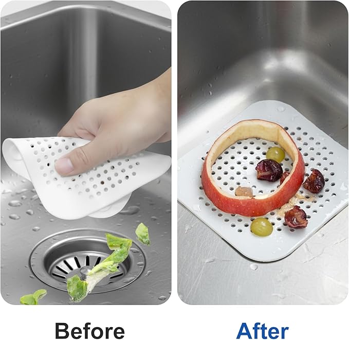 4Pcs Square Drain Cover for Shower, TPR Drain Hair Catcher Shower Drain Cover - Image 3