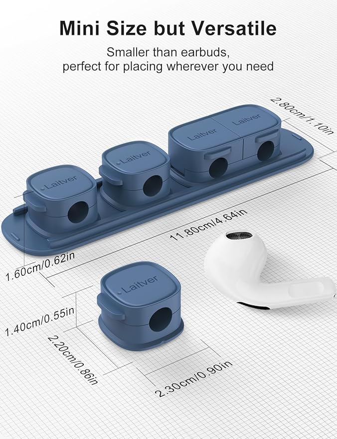 6 Pack Magnetic Cable Clips, Laitver Cord Organizer Holder Strong Adhesive Desk - Image 8
