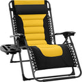 Best Choice Products Oversized Padded Zero Gravity Chair, Folding Outdoor Patio Recliner, XL Anti Gravity Lounger for Backyard w/Headrest, Cup Holder, Side Tray, Polyester Mesh - Black/Yellow by BestChoiceProducts