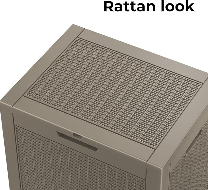 DRATO 34 Gallon Deck Boxes Resin Outdoor Storage Box UV Resistant Outside Deck Box with Lockable Lid for Patio Furniture（Grey，34 Gallon） - Image 7