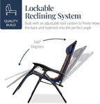 Best Choice Products Oversized Padded Zero Gravity Chair, Folding Outdoor Patio Recliner, XL Anti Gravity Lounger for Backyard w/Headrest, Cup Holder, Side Tray, Polyester Mesh - Navy/Brown - Image 8