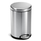 simplehuman 4.5 Liter / 1.2 Gallon Round Bathroom Step Trash Can, Brushed by Simplehuman