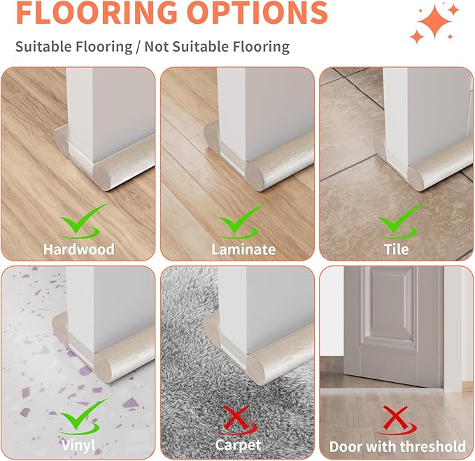 Upgraded Door Draft Stopper for Bottom of Door, Under Door Gap Filler for Big - Image 8