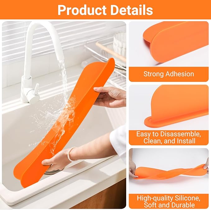 19.29 inch Sink Water Splash Guard, Silicone Sink Splash Guard, Backsplash - Image 3