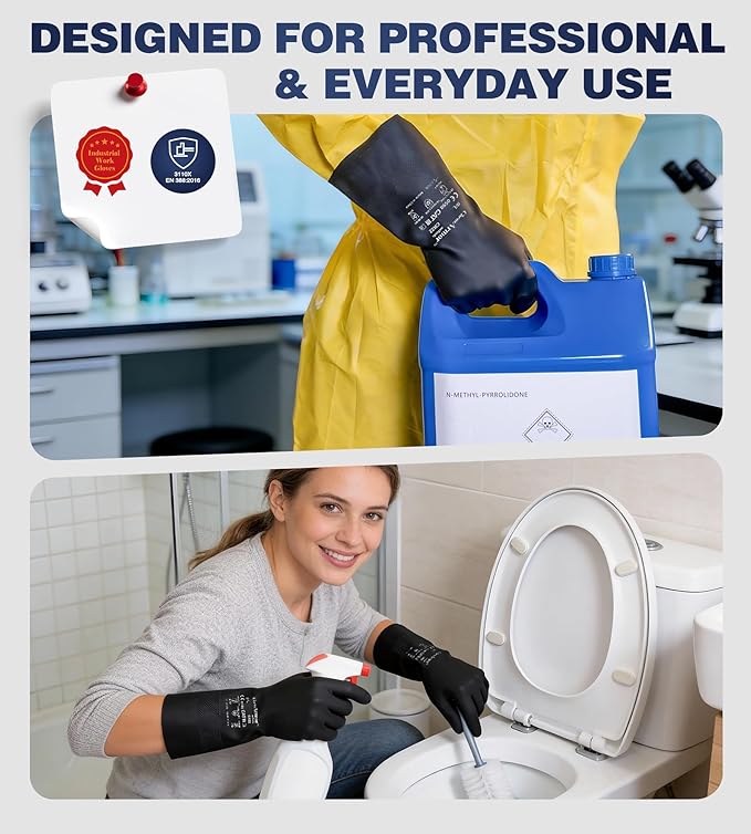Heavy Duty Rubber Safety Work Gloves, Chemical Resistant Latex Gloves - Image 6