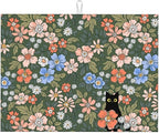 Black Cat Floral Dish Drying Mat by Unknown
