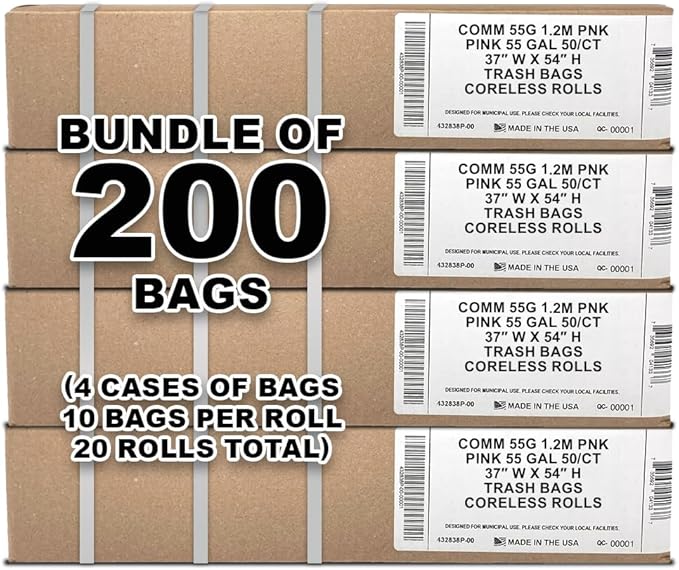 Ultrasac Heavy Duty 55 Gallon Pink Trash Bags - Image 5