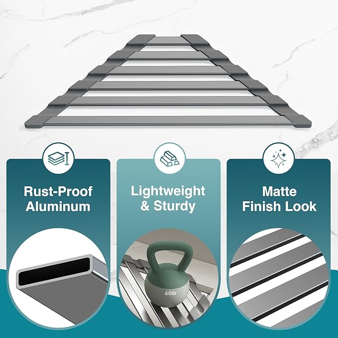 Corner Sink Drying Rack, Heat Resistant Roll Up Mat - Image 7