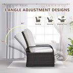 ART TO REAL Outdoor Recliner, Automatic Adjustable Wicker Lounge Recliner Chair with 5.12'' Thicken Cushion, All Weather Aluminum Frame, Brown Wicker + Beige Cushion - Image 3