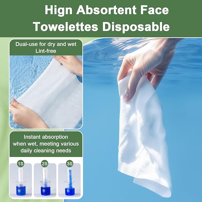 Face Towels Disposable, 12” x 10” Biobased Facial Towelettes, Large Soft & - Image 4