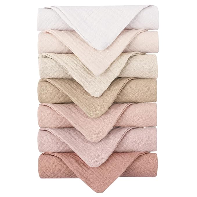 Konssy 7-Pack Soft Cotton Face Wash Cloths, Reusable Absorbent Washcloths by Konssy