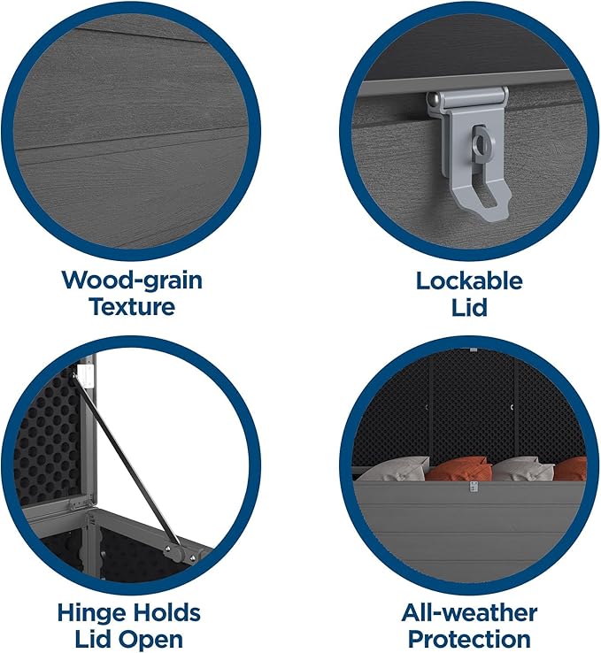 Cosco Outdoor Living 88180BGY1E Cosco Outdoor Patio Storage, Extra Large, 180 Gallons, Charcoal Deck Box, Black/Gray - Image 4