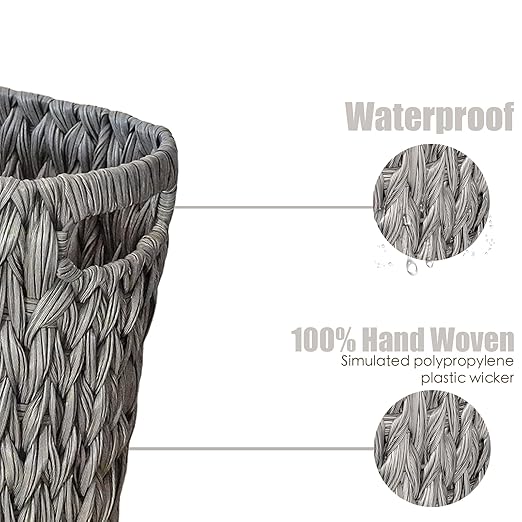 PINXIURY Wicker Trash Can, Watse Basket, Woven Bathroom Trash Can - Image 3
