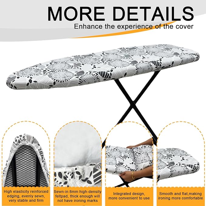 Ironing Board Cover and Pad, Sewn-in Thick Feltpads, Elastic Edge, Fits - Image 3