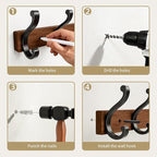 Solid Wood Wall Mounted Coat Rack, Heavy Duty 5 Hook Wooden Hanger - Image 8