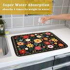 Boho Floral Dish Drying Mat 18x24 Inch Colorful Flower Dishes Dry Mats - Image 7