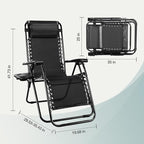NEWBULIG Zero Gravity Chair Set of 4, Lounge Chair Folding Portable Adjustable Camping Reclining Chairs with Adjustable Pollow, Mesh Back, Cup Holder Trays Lawn Patio Chair for Pool Beach - Black - Image 2