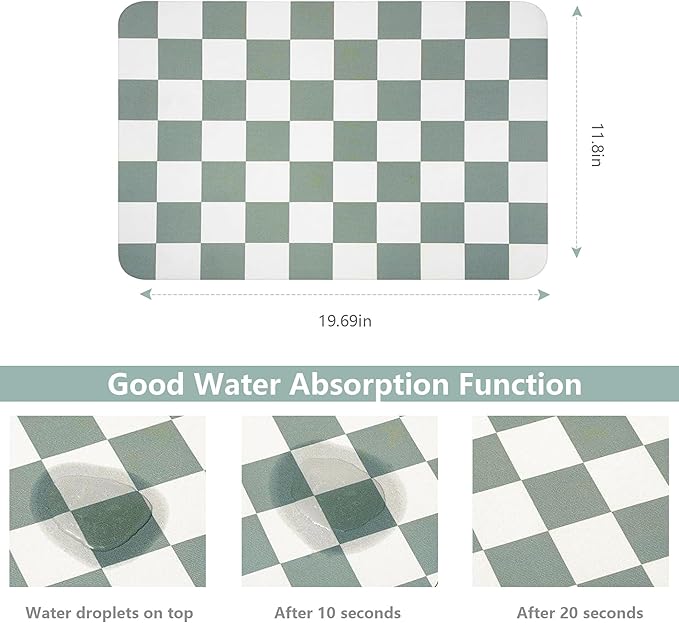 Coffee Mat Checkered Dish Drying Pad - Image 2