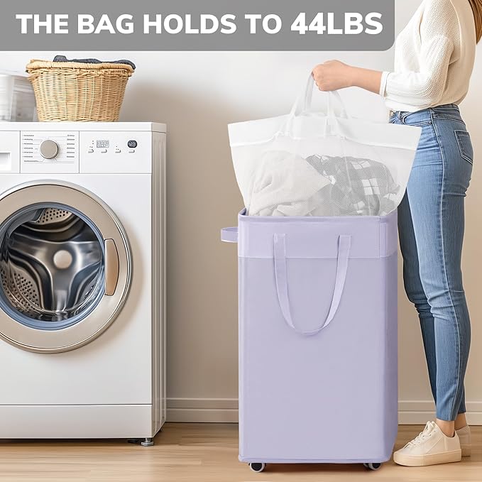 Goodpick Laundry Basket with Wheels, 75L Collapsible Laundry Baskets with - Image 6