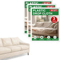 3-Pack 9x12 ft Painter Plastic Drop Cloths Sheet, Waterproof Anti-dust Cover by Unknown