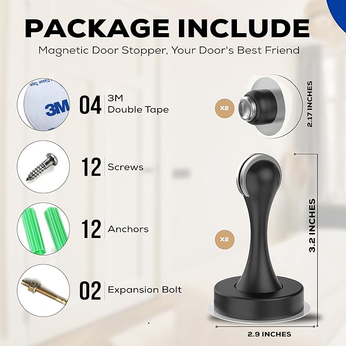 OmHome Magnetic Door Stop Soft Magnetic Door Catch, Magnetic Door Stoppers - Image 2