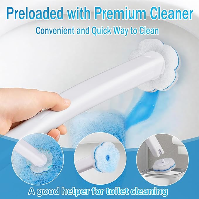 Disposable Toilet Brush， 2 Pack Toilet Wand and Holder - Image 2
