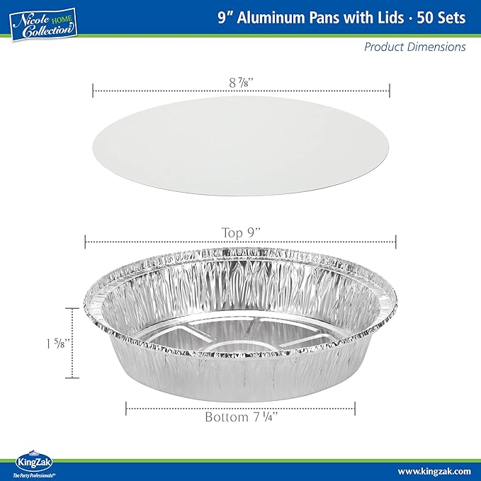 Nicole Home Collection Aluminum Pans 9” Round Disposable Foil Pans - Image 2