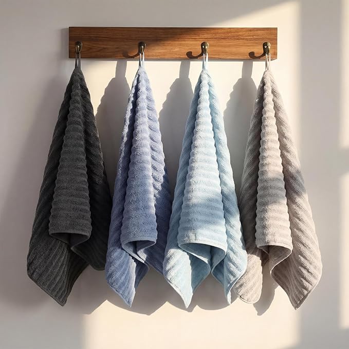 4 Pcs Hand Towel for Bathroom 14 x 30 Inch Neutral Microfiber Quick Dry by Unknown