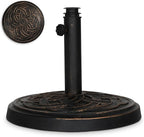 Backyard Expressions 26.5 lb Round Heavy Duty Patio Umbrella Base – Weather Resistant Calcium Carbonate Resin with Bronze Weave Design – Fits 1.5" to 2" Poles, Easy Assembly, UV & Fade Resistant by BackyardExpressions