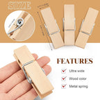 Kigley 90 Pcs Large Wooden Clothespins Extra Wide 2.83 Inches Length Sturdy - Image 2