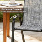 MAMIZO Patio Dining Chairs, Stackable All Weather Teslin Chair, Heavy Duty Outdoor Breathable Chairs Set, w/Armrests, Upgraded Chair FeetW/Strenthened Iron Spacers, 330 LBS (4, Grey) - Image 8