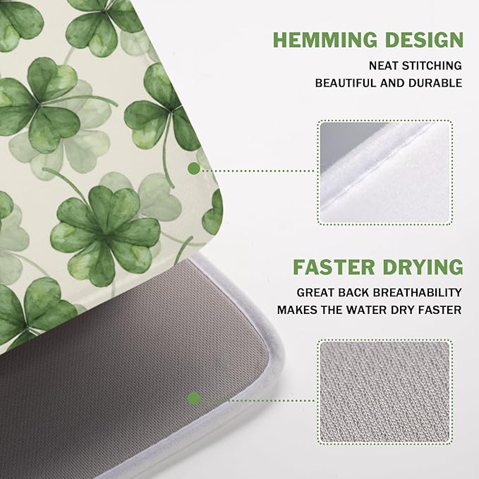 St Patrick's Day Green Clover Dish Drying Mat - Image 3