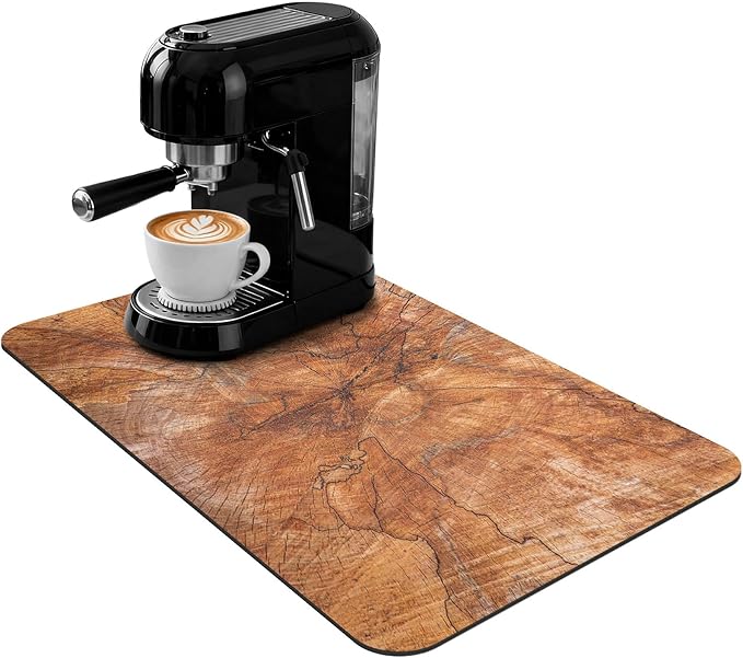Coffee Bar Mat 24x16 Inch, Wood Grain Slices Design, Absorbent Hide Stain by Unknown