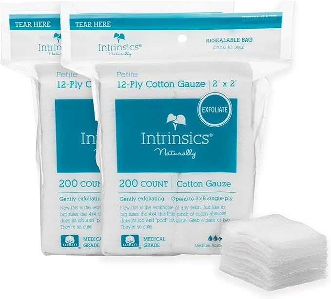 Intrinsics Petite 2x2 Gauze Pads 2 Pack – 12-Ply Lint Free Cotton Pads by Intrinsics%C2%AE