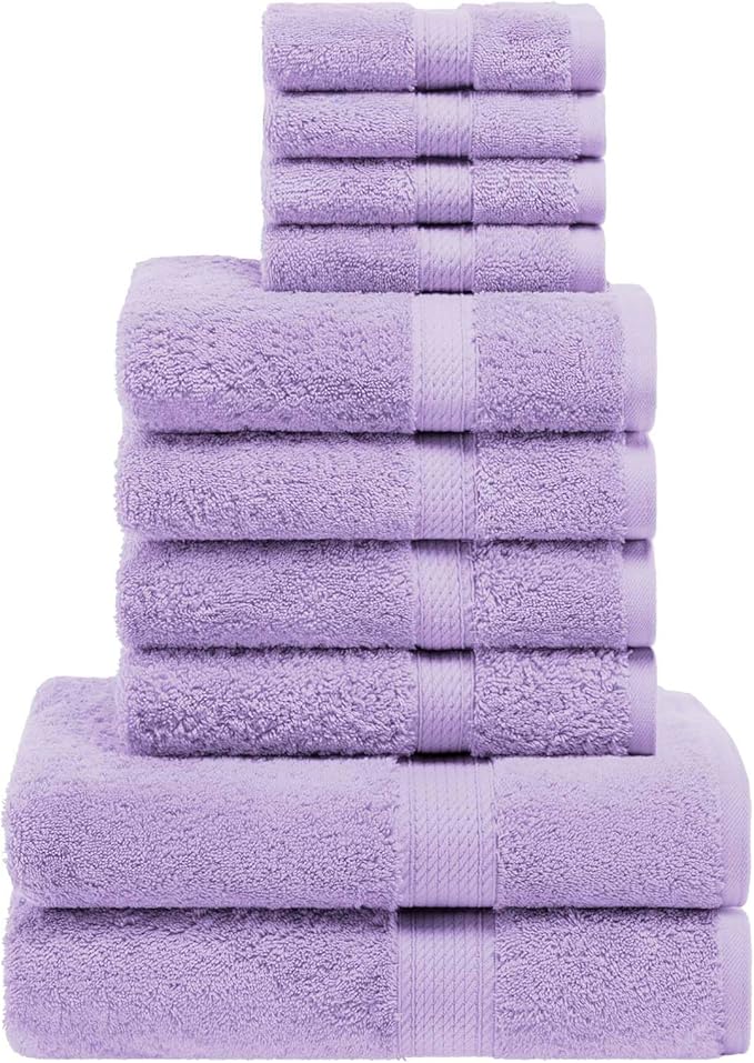 Superior Egyptian Cotton Solid Towel Set, Washcloths 13” x 13”, Hand Towels 20” - Image 2