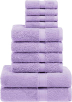 Superior Egyptian Cotton Solid Towel Set, Washcloths 13” x 13”, Hand Towels 20” - Image 2