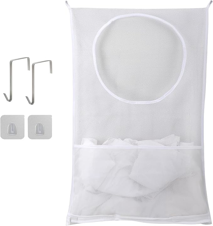 Hanging Laundry Hamper, Over The Door Laundry Hamper, Mesh Hanging Laundry Bag by fahombag