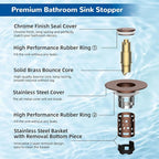 Hibbent Upgraded 3 in 1 Bathroom Sink Drain Strainer, Universal Pop Up Stopper - Image 7
