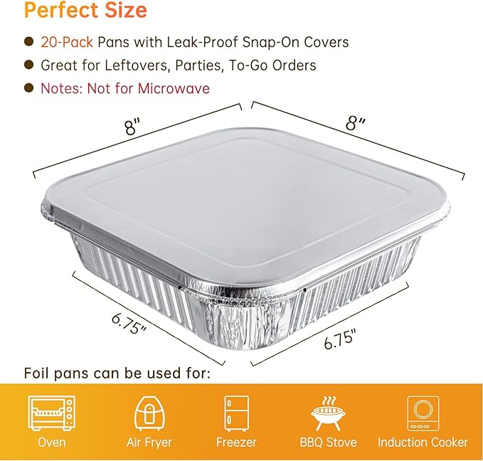 8x8 Aluminum Pans with Lids - Image 3