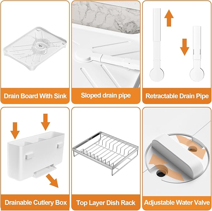 Dish Drying Rack Kitchen 2-Tier 304 Stainless Steel Dish Racks - Image 7