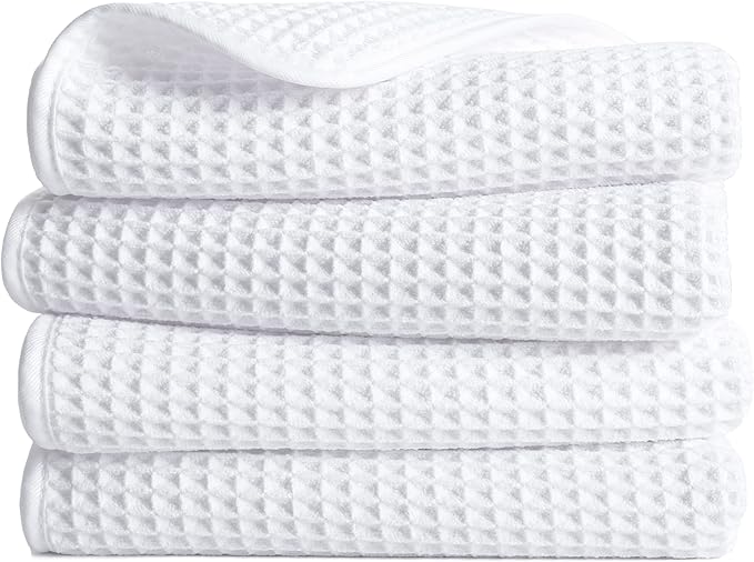 POLYTE 430 GSM Microfiber Lint Free Hand Towel, 16 x 30 in, 4 Pack by Polyte